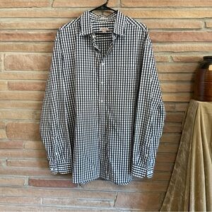 Men’s Long Sleeve Gingham Cotton Shirt XXL